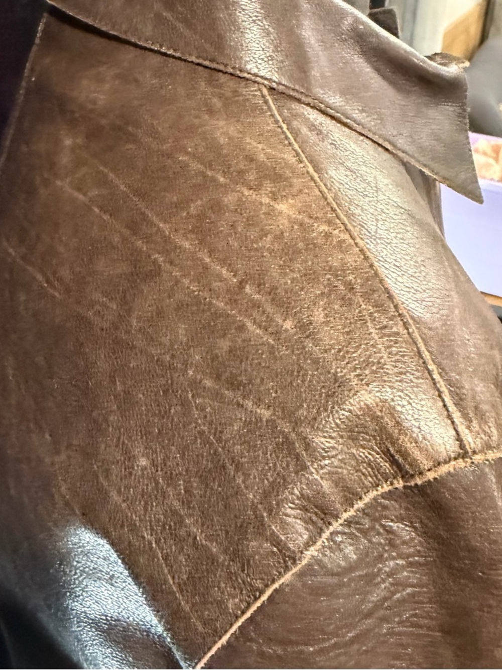 Calvin Klein Brown Leather Fitted Zip-Front Jacket - Picture 8 of 12